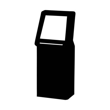 Modern bir dokunmatik ekran bilgi kiosk makinesinin basit siyah siluet çizimi