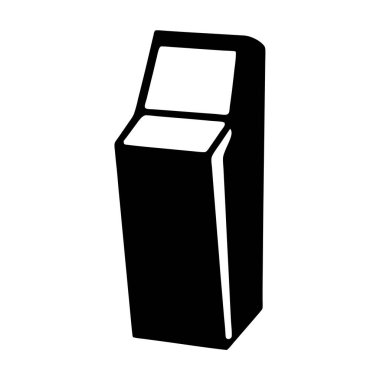 Bir ekran ekran ile bağımsız etkileşimli bilgi kiosk terminalinin tek renkli illüstrasyonu