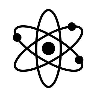 Çekirdeğin yörüngesinde elektronları olan bir atomun simgesi, bilim temsili