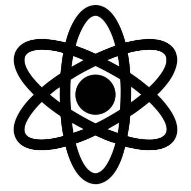 Atomun yapısını temsil eden siyah ve beyaz bilim simgesi