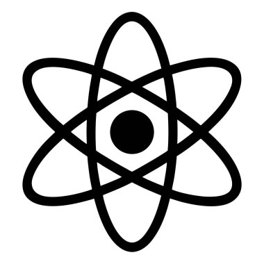 Eliptik yörüngeleri ve merkezi çekirdek tasarımı olan biçimlendirilmiş atomik sembol