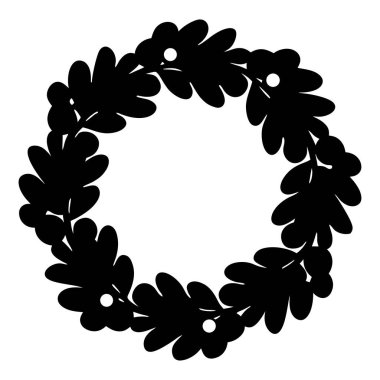 Beyaz zemin üzerinde tek renkli yaprak çelengi ve basit ama şık bir tasarım.