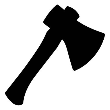 Beyaz arkaplan üzerine bir balta silueti, resimleme için mükemmel