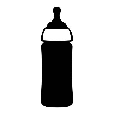 Bebek şişesinin silueti tasarım için beyaz arka planda izole edilmiş.