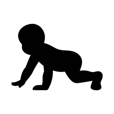 Sürünen bir bebeğin silüeti, kilometre taşlarını ve erken çocukluk gelişimini temsil ediyor