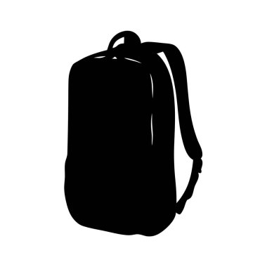 Sırt çantasının Siyah Silueti Basit Tasarımlı Beyaz Arkaplana Karşı