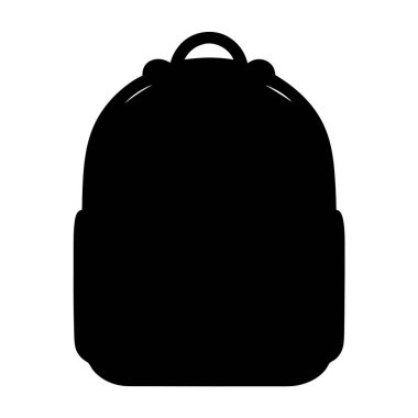 Okul, seyahat ya da kamp için siyah sırt çantası silueti, basit vektör sanatı