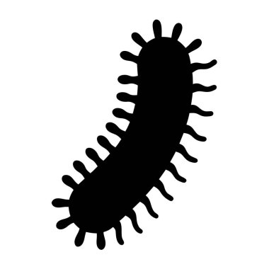 Biçimlendirilmiş patojenik bir bakterinin silueti iplik benzeri projeksiyonları ve yuvarlak uçlarıyla