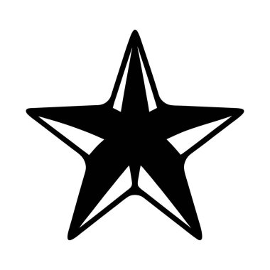 Siyah dolgu ve beyaz çizgili beş köşeli yıldız