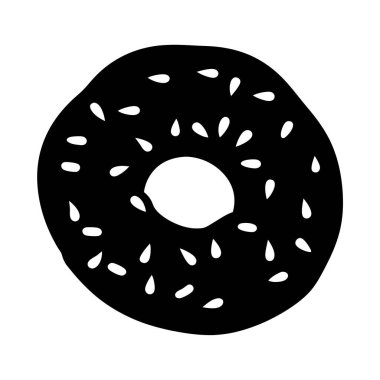 Beyaz arkaplanda serpiştirilmiş bir çöreğin silüeti