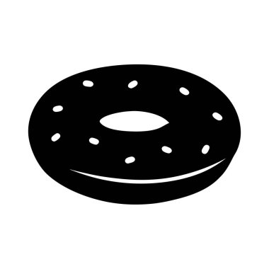 Minimalist siyah-beyaz çörek çizimi, basit ve çarpıcı bir tatlı tasarımı.