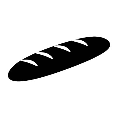 Siyah renkli bir somun ekmek ya da baget ekmeğinin minimalist çizimi