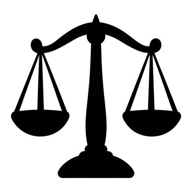 Siluet görüntüsü terazileri, hukuku, adaleti ve hukuki mesleği temsil ediyor.