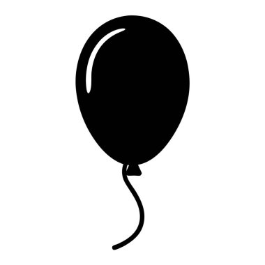 Beyaz Arkaplanda Dalgalı İpli Siyah Balon