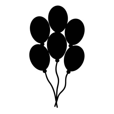 Kutlama için birbirine bağlanmış altı balon çizimi.