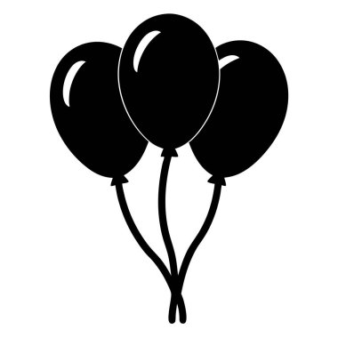 Birbirine bağlı üç helyum balonunun basit siyah beyaz çizimi
