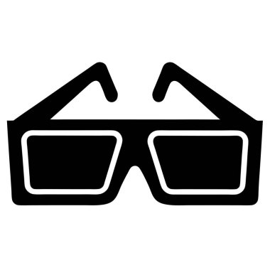 Beyaz çizgili siyah 3D gözlük tasviri, 3 boyutlu bir film için.