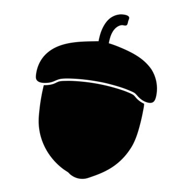 Tek bir Meşe Palamudunun Silüeti Beyaz Arkaplanda Tam Görüşte