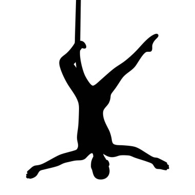 Aerialist 'in dramatik silueti Kumaş' a Ters Hile Yapıyor