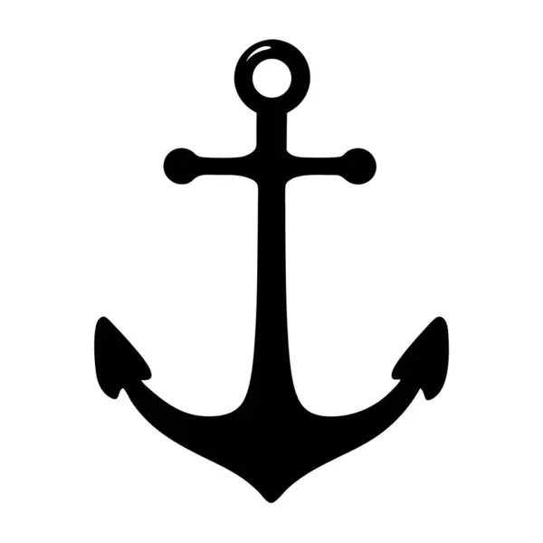 Beyaz Arkaplan Denizcilik Konseptinde Tek Siyah Çapa Sembolü