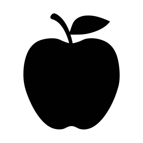 Kök ve Yaprak Beyaz Arkaplanda Olgun Elma Silueti