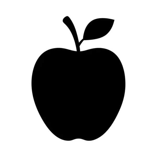 Kök ve Yaprak Beyaz Arkaplanda Bir Elmanın Silueti