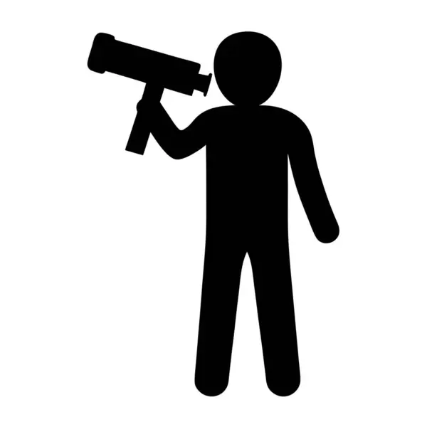 Teleskop ya da benzeri bir aletle bakan bir kişinin silueti