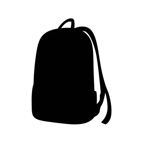 Basit bir sırt çantasının silüeti beyaz bir arkaplan ve kıvrımlı kayışlar