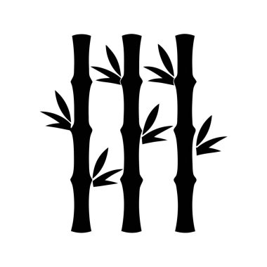 Beyaz Arkaplan Karşısındaki Siyah Bambu Sapıklarının Minimalist İllüstrasyonu