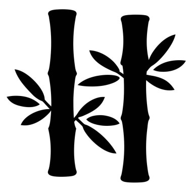 Zarif siyah-beyaz bambu çizimi, Asya temalı tasarımlar için mükemmel.