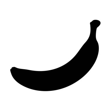 Temiz beyaz bir arka planda olgun bir muzun siyah silueti