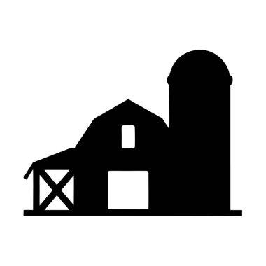 İçinde ambar ve ambar bulunan klasik bir Amerikan çiftliğinin silueti.