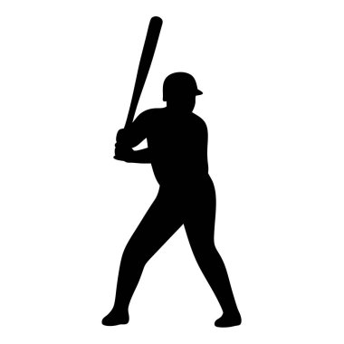 Beyzbol oyuncusunun silueti topa vurmaya hazır.