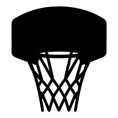 Saf siyah siluet basketbol potası ve beyaz üzerine ağ