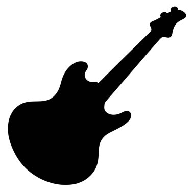 Beyaz arka planda, elektro gitarın silueti, açılı.
