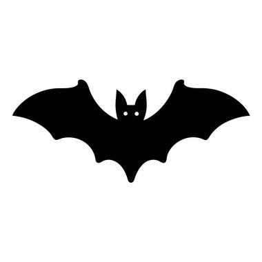 Beyaz arkaplanda yarasa siyah siluet simgesi