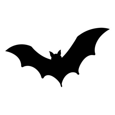 Beyaz arka planda bir yarasanın silüeti. Cadılar Bayramı illüstrasyonu