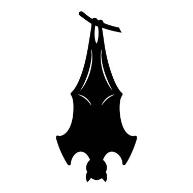 Bir daldan baş aşağı sarkan bir yarasanın stilize çizimi