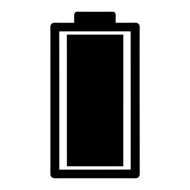 Basit bir siyah-beyaz pil simgesi tam bir yükü temsil ediyor