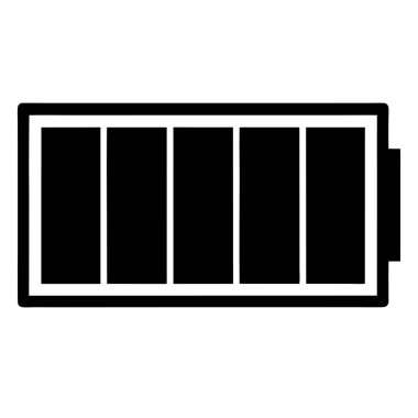 Tam şarj seviyesindeki bir pilin siyah beyaz çizimi