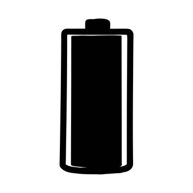 Minimalist siyah beyaz pil simgesi tam şarj seviyesini gösteriyor