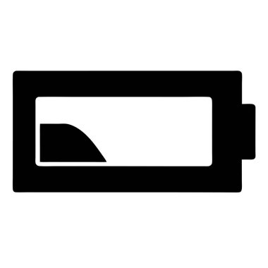 Güç tükenmesini temsil eden siyah ve beyaz pil simgesi