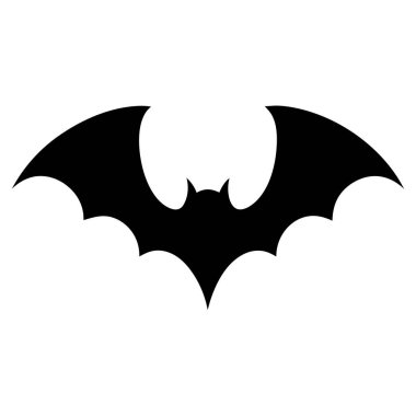 Kanatları Beyaz Arkaplan 'a Yayılmış Siyah Yarasanın Silueti