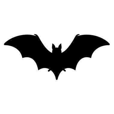 Siyah Yarasa Silueti Cadılar Bayramı Dekorasyonu için Beyaz Arkaplanda İzole Edildi