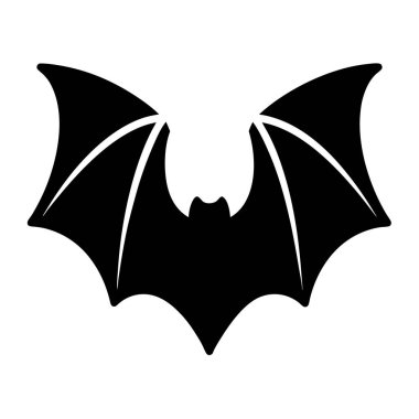 Beyaz arkaplana karşı uçan yarasanın basit siyah beyaz çizimi