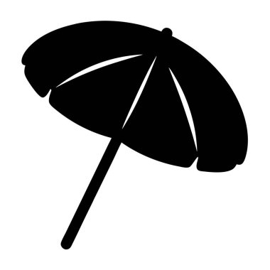 Bir plaj şemsiyesinin silueti gölge ve yaz rahatlığı sağlıyor, basit bir tasarım.