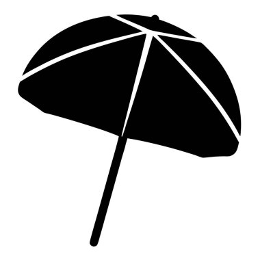 Siyah dolgulu stilize plaj şemsiyesi, yaz tatili ve güneş koruması