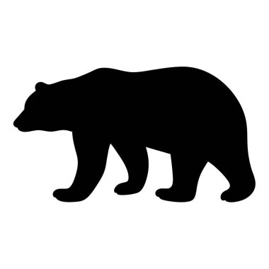 Beyaz arkaplan resmiyle yürüyen kahverengi ayının silueti