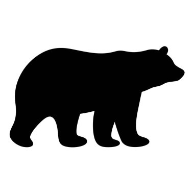 Beyaz arkaplanda duran kahverengi bir ayının silüeti.