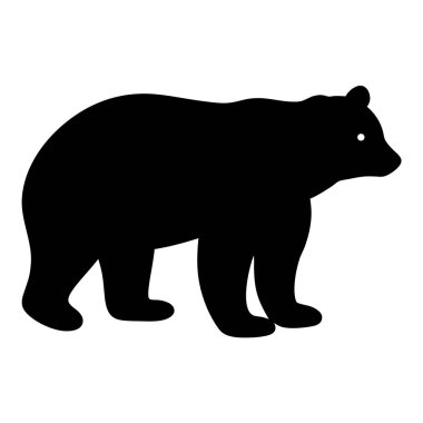 Beyaz arka planda yürüyen görkemli bir ayının silueti.